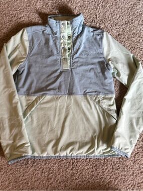 The North Face Mint and Light Blue Snap Pullover